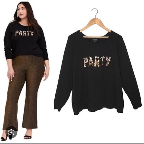 Torrid Tops - Torrid Sweatshirt “Party” Gold Sequin
Leopard Plus Size 4X Black Pullover Top